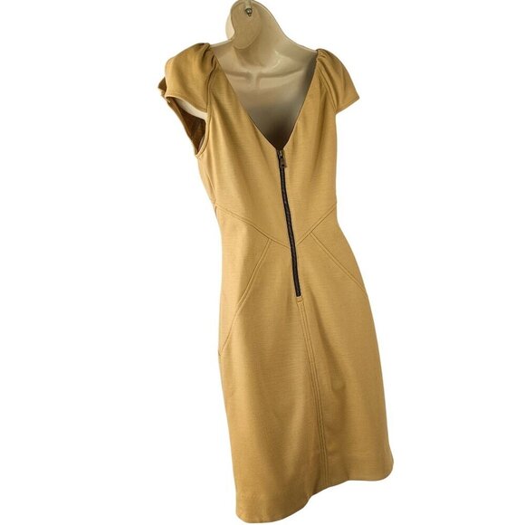 Diane Von Furstenberg Helen Wool Knit Mini Sheath Dress Size 6 Cap Sleeve Beige - Picture 10 of 10